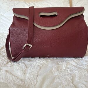 FONFREGE 1791 Westphal- Burgundy/Taupe shoulder, crossbody or tote leather bag.